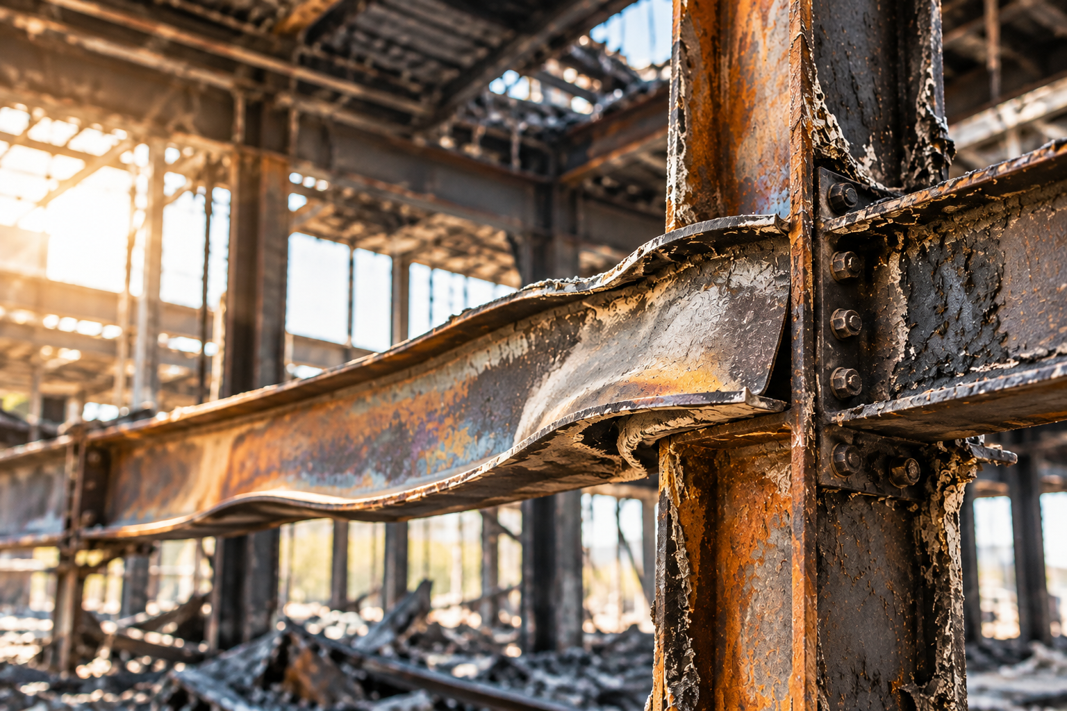 fire damage to steel bending