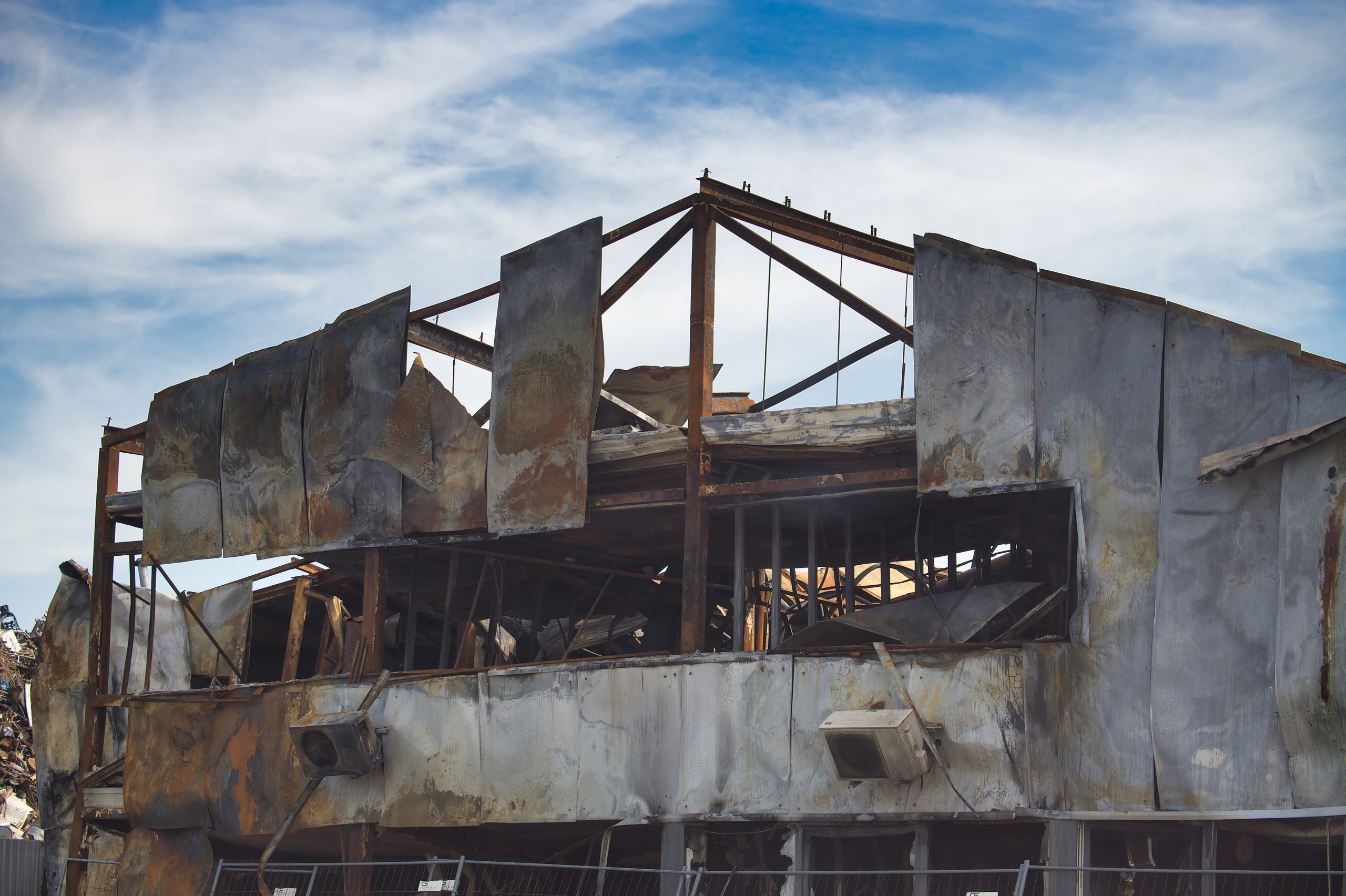 fire damage to steel building